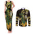 Yellow New Zealand Kowhai And Piwakawaka Couples Matching Tank Maxi Dress and Long Sleeve Button Shirt Maori Ngaru Paua Shell