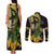 Yellow New Zealand Kowhai And Piwakawaka Couples Matching Tank Maxi Dress and Long Sleeve Button Shirt Maori Ngaru Paua Shell
