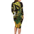 Yellow New Zealand Kowhai And Piwakawaka Family Matching Long Sleeve Bodycon Dress and Hawaiian Shirt Maori Ngaru Paua Shell