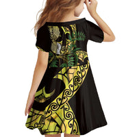 Yellow New Zealand Kowhai And Piwakawaka Family Matching Mermaid Dress and Hawaiian Shirt Maori Ngaru Paua Shell LT14 - Polynesian Pride