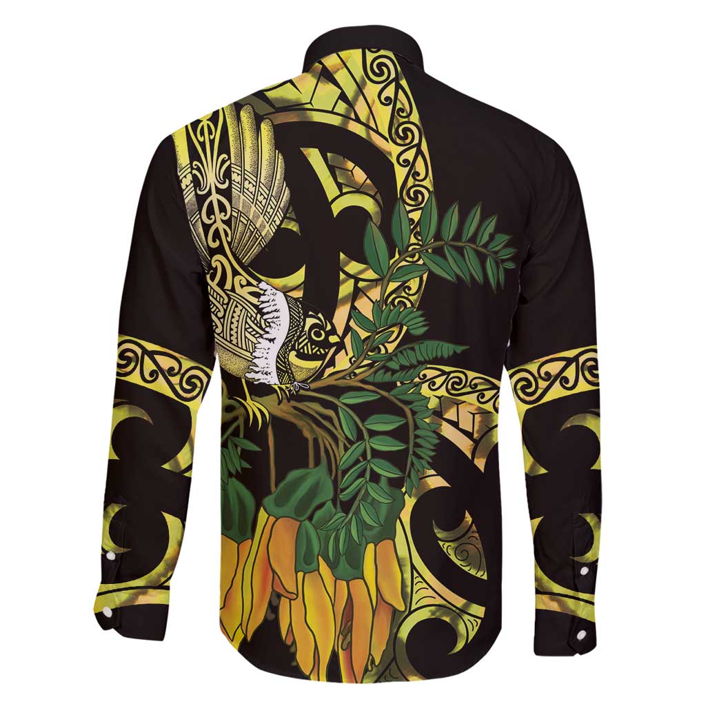 Yellow New Zealand Kowhai And Piwakawaka Family Matching Mermaid Dress and Hawaiian Shirt Maori Ngaru Paua Shell LT14 - Polynesian Pride