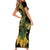 Yellow New Zealand Kowhai And Piwakawaka Family Matching Short Sleeve Bodycon Dress and Hawaiian Shirt Maori Ngaru Paua Shell