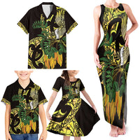 Yellow New Zealand Kowhai And Piwakawaka Family Matching Tank Maxi Dress and Hawaiian Shirt Maori Ngaru Paua Shell