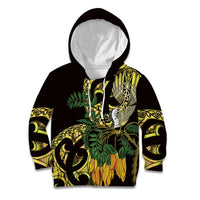 Yellow New Zealand Kowhai And Piwakawaka Kid Hoodie Maori Ngaru Paua Shell