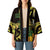 Yellow New Zealand Kowhai And Piwakawaka Kimono Maori Ngaru Paua Shell - Polynesian Pride
