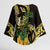 Yellow New Zealand Kowhai And Piwakawaka Kimono Sleeve Blouse Maori Ngaru Paua Shell - Polynesian Pride