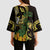 Yellow New Zealand Kowhai And Piwakawaka Kimono Sleeve Blouse Maori Ngaru Paua Shell - Polynesian Pride