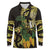 Yellow New Zealand Kowhai And Piwakawaka Long Sleeve Polo Shirt Maori Ngaru Paua Shell