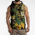 Yellow New Zealand Kowhai And Piwakawaka Sleeveless Hoodie Maori Ngaru Paua Shell - Polynesian Pride