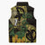 Yellow New Zealand Kowhai And Piwakawaka Sleeveless Puffer Jacket Maori Ngaru Paua Shell - Polynesian Pride