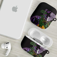 Purple New Zealand Kowhai And Piwakawaka AirPods Case Maori Ngaru Paua Shell - Polynesian Pride