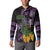 Purple New Zealand Kowhai And Piwakawaka Button Sweatshirt Maori Ngaru Paua Shell
