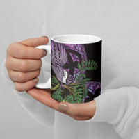 Purple New Zealand Kowhai And Piwakawaka Ceramic Mug Maori Ngaru Paua Shell - Polynesian Pride