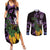 Purple New Zealand Kowhai And Piwakawaka Couples Matching Summer Maxi Dress and Long Sleeve Button Shirt Maori Ngaru Paua Shell