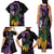 Purple New Zealand Kowhai And Piwakawaka Family Matching Tank Maxi Dress and Hawaiian Shirt Maori Ngaru Paua Shell