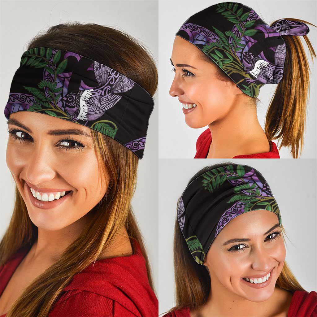 Purple New Zealand Kowhai And Piwakawaka Neck Gaiter Maori Ngaru Paua Shell - Polynesian Pride