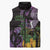 Purple New Zealand Kowhai And Piwakawaka Sleeveless Puffer Jacket Maori Ngaru Paua Shell - Polynesian Pride