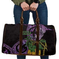 Purple New Zealand Kowhai And Piwakawaka Travel Bag Maori Ngaru Paua Shell - Polynesian Pride