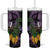 Purple New Zealand Kowhai And Piwakawaka Tumbler With Handle Maori Ngaru Paua Shell