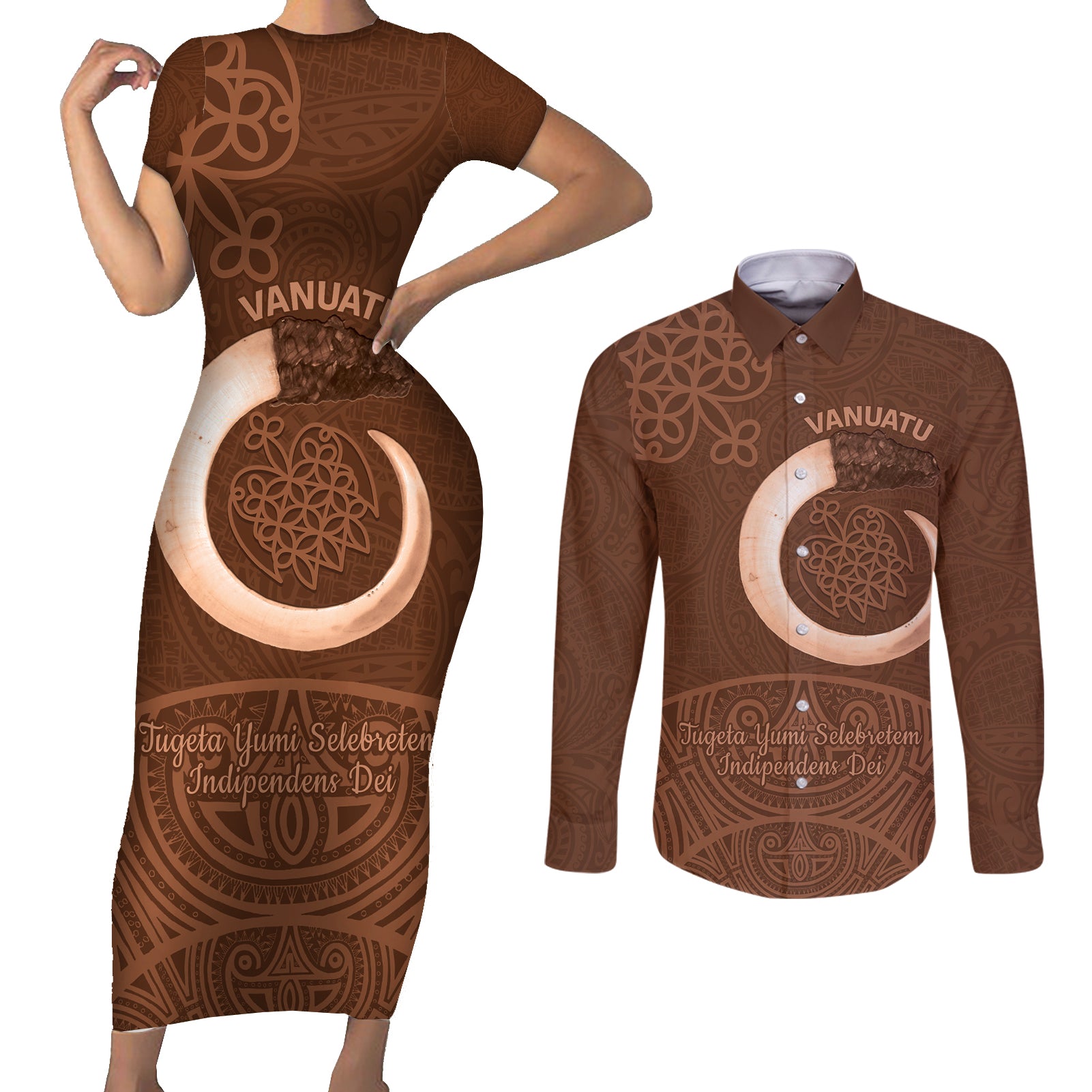 Vanuatu Indipendens Dei Couples Matching Short Sleeve Bodycon Dress and Long Sleeve Button Shirt Yumi 44th Sand Drawing Turtle Mix Lapita
