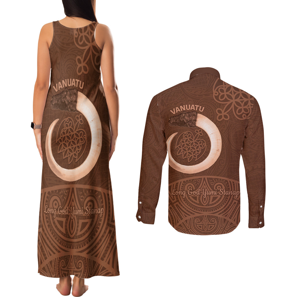 Vanuatu Indipendens Dei Couples Matching Tank Maxi Dress and Long Sleeve Button Shirt Yumi 44th Sand Drawing Turtle Mix Lapita