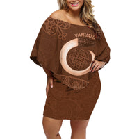 Vanuatu Indipendens Dei Family Matching Off Shoulder Short Dress and Hawaiian Shirt Yumi 44th Sand Drawing Turtle Mix Lapita