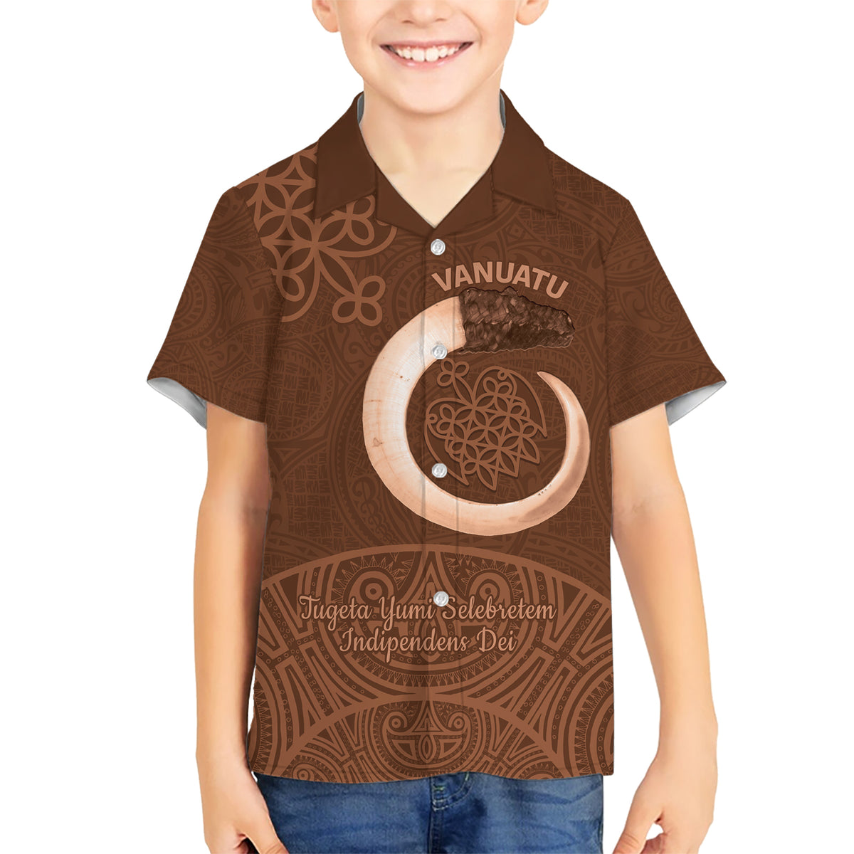 Vanuatu Indipendens Dei Kid Hawaiian Shirt Yumi 44th Sand Drawing Turtle Mix Lapita