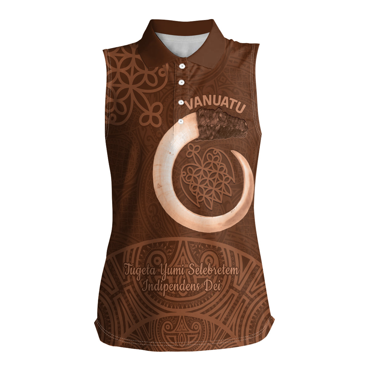 Vanuatu Indipendens Dei Women Sleeveless Polo Shirt Yumi 44th Sand Drawing Turtle Mix Lapita