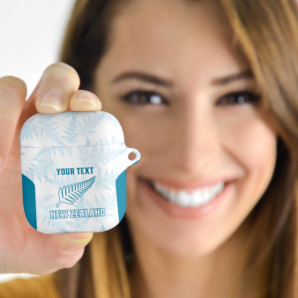 Custom New Zealand Silver Fern Football AirPods Case Come On All White - Polynesian Pride