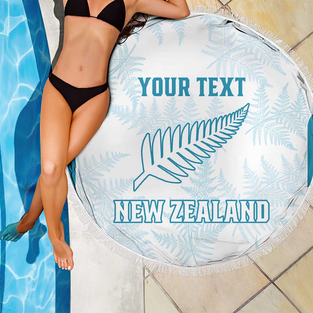 Custom New Zealand Silver Fern Football Beach Blanket Come On All White