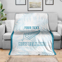 Custom New Zealand Silver Fern Football Blanket Come On All White LT14 - Polynesian Pride