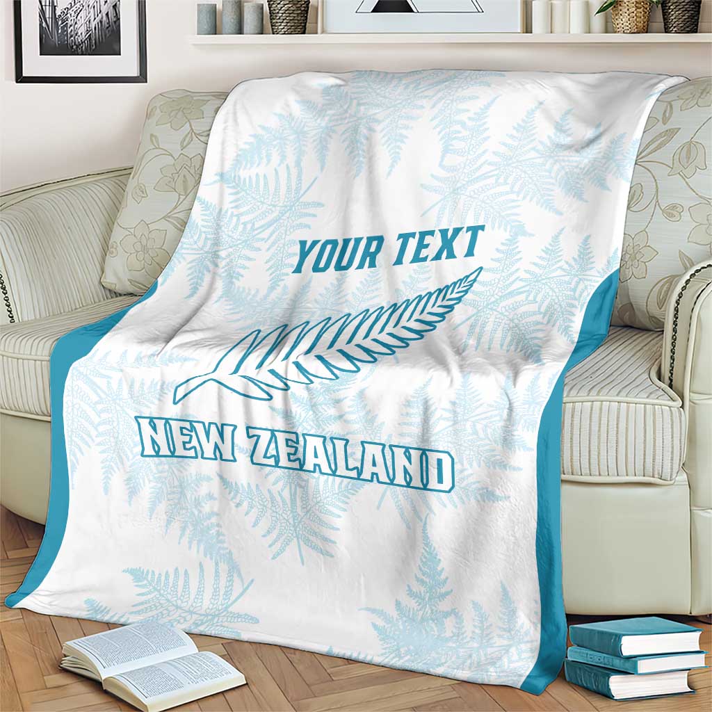 Custom New Zealand Silver Fern Football Blanket Come On All White LT14 - Polynesian Pride