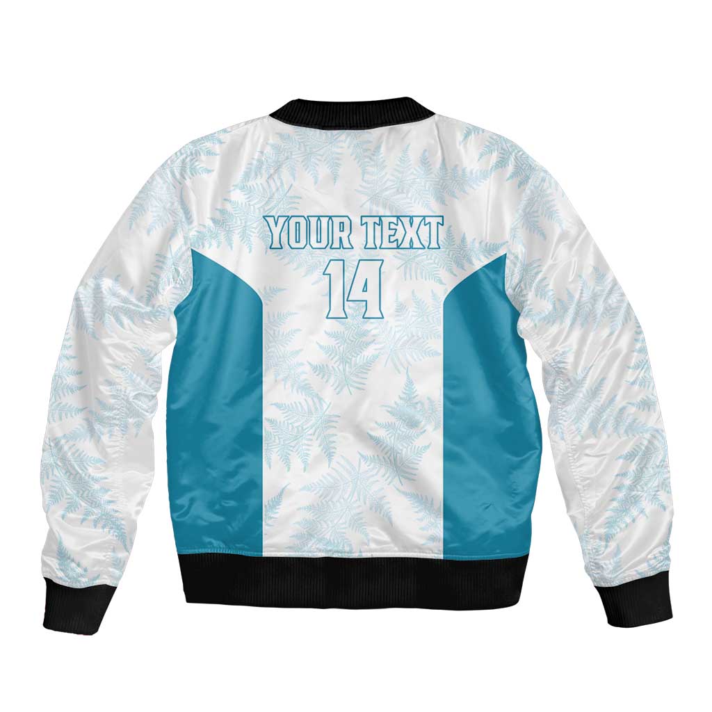 Custom New Zealand Silver Fern Football Bomber Jacket Come On All White LT14 - Polynesian Pride