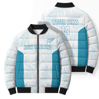 Custom New Zealand Silver Fern Football Bomber Puffer Jacket Come On All White - Polynesian Pride