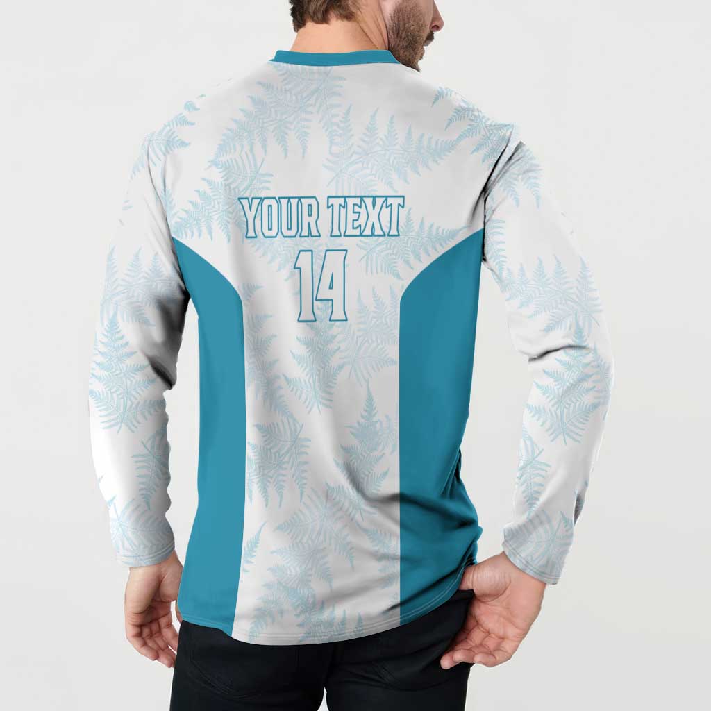 Custom New Zealand Silver Fern Football Button Sweatshirt Come On All White