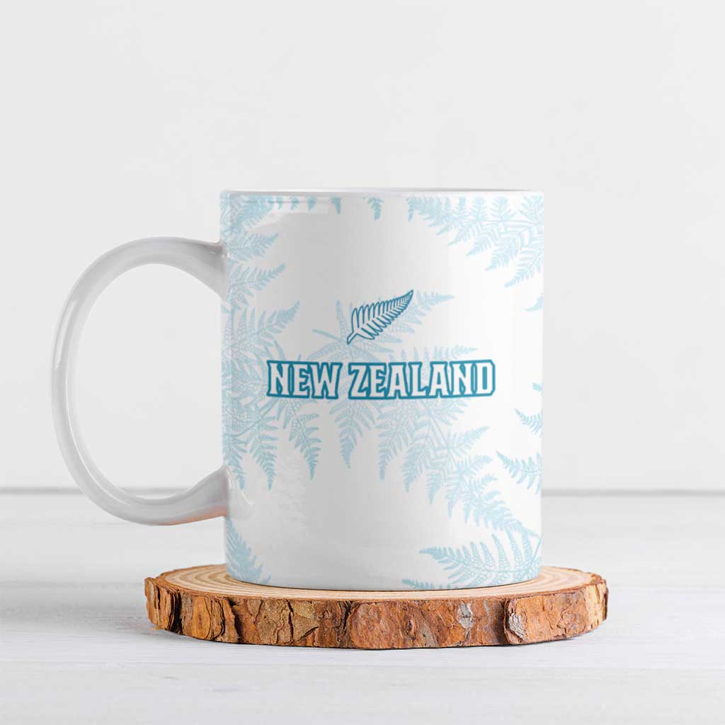 Custom New Zealand Silver Fern Football Ceramic Mug Come On All White - Polynesian Pride