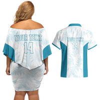 Custom New Zealand Silver Fern Football Couples Matching Off Shoulder Short Dress and Hawaiian Shirt Come On All White