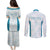Custom New Zealand Silver Fern Football Couples Matching Puletasi and Long Sleeve Button Shirt Come On All White
