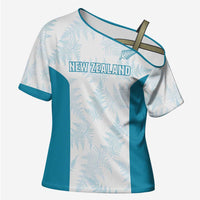 Custom New Zealand Silver Fern Football Cross Shoulder Shirt Come On All White - Polynesian Pride
