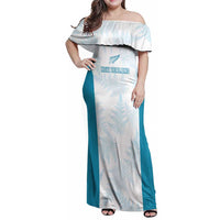Custom New Zealand Silver Fern Football Family Matching Off Shoulder Maxi Dress and Hawaiian Shirt Come On All White