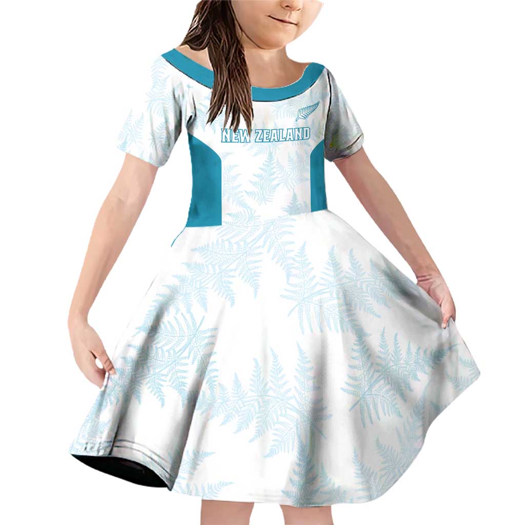 Custom New Zealand Silver Fern Football Family Matching Off Shoulder Short Dress and Hawaiian Shirt Come On All White