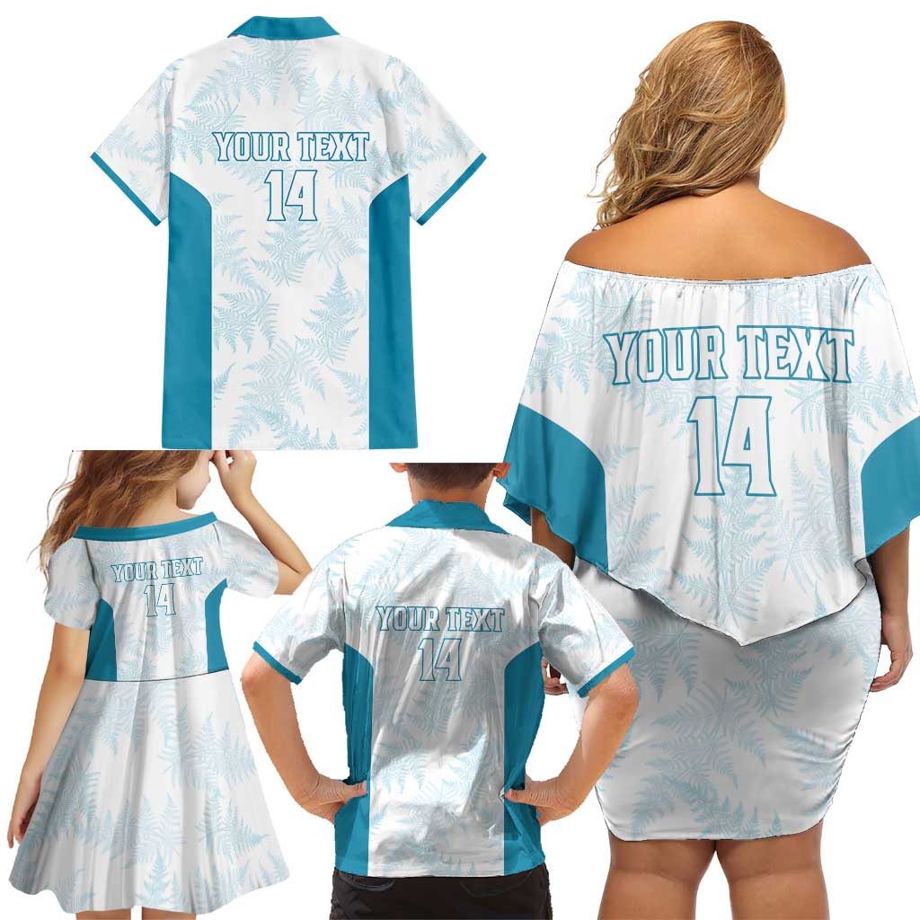 Custom New Zealand Silver Fern Football Family Matching Off Shoulder Short Dress and Hawaiian Shirt Come On All White
