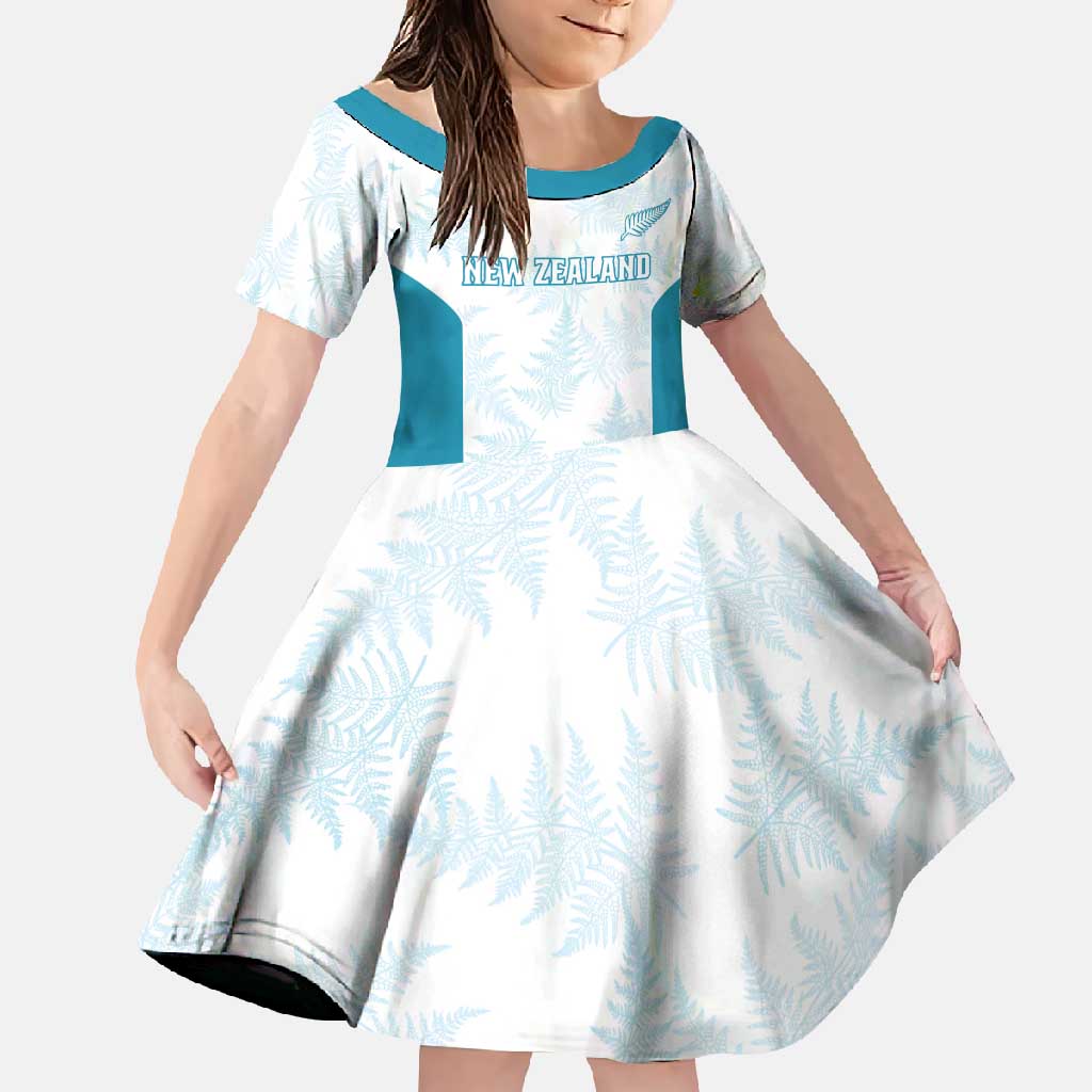 Custom New Zealand Silver Fern Football Family Matching Short Sleeve Bodycon Dress and Hawaiian Shirt Come On All White