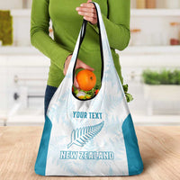 Custom New Zealand Silver Fern Football Grocery Bag Come On All White