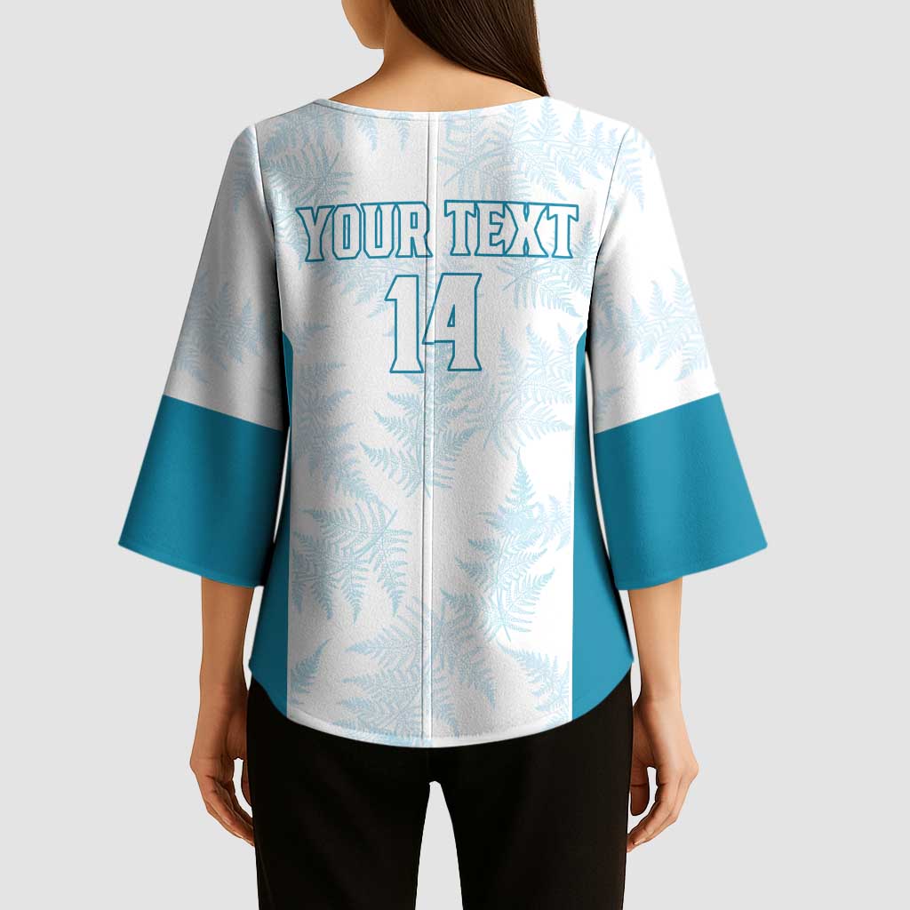 Custom New Zealand Silver Fern Football Kimono Sleeve Blouse Come On All White - Polynesian Pride