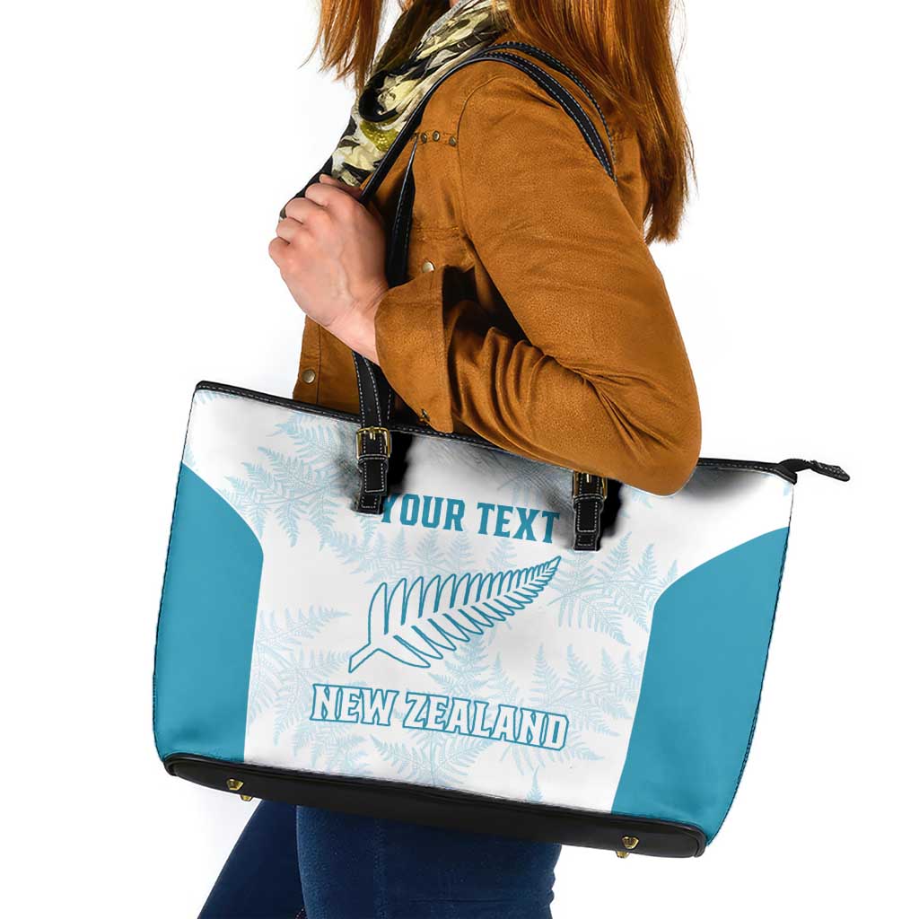 Custom New Zealand Silver Fern Football Leather Tote Bag Come On All White