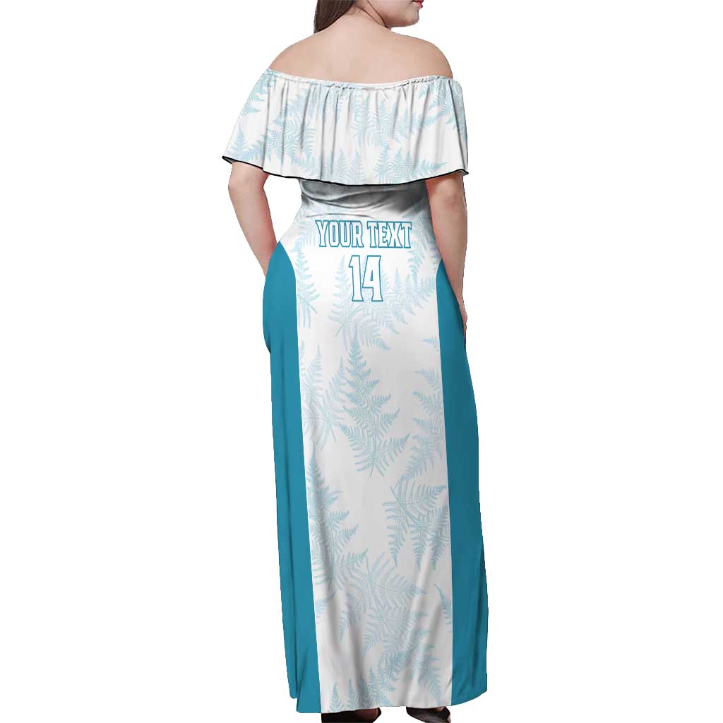 Custom New Zealand Silver Fern Football Off Shoulder Maxi Dress Come On All White