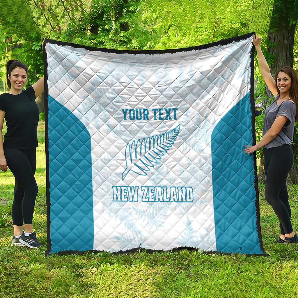 Custom New Zealand Silver Fern Football Quilt Come On All White