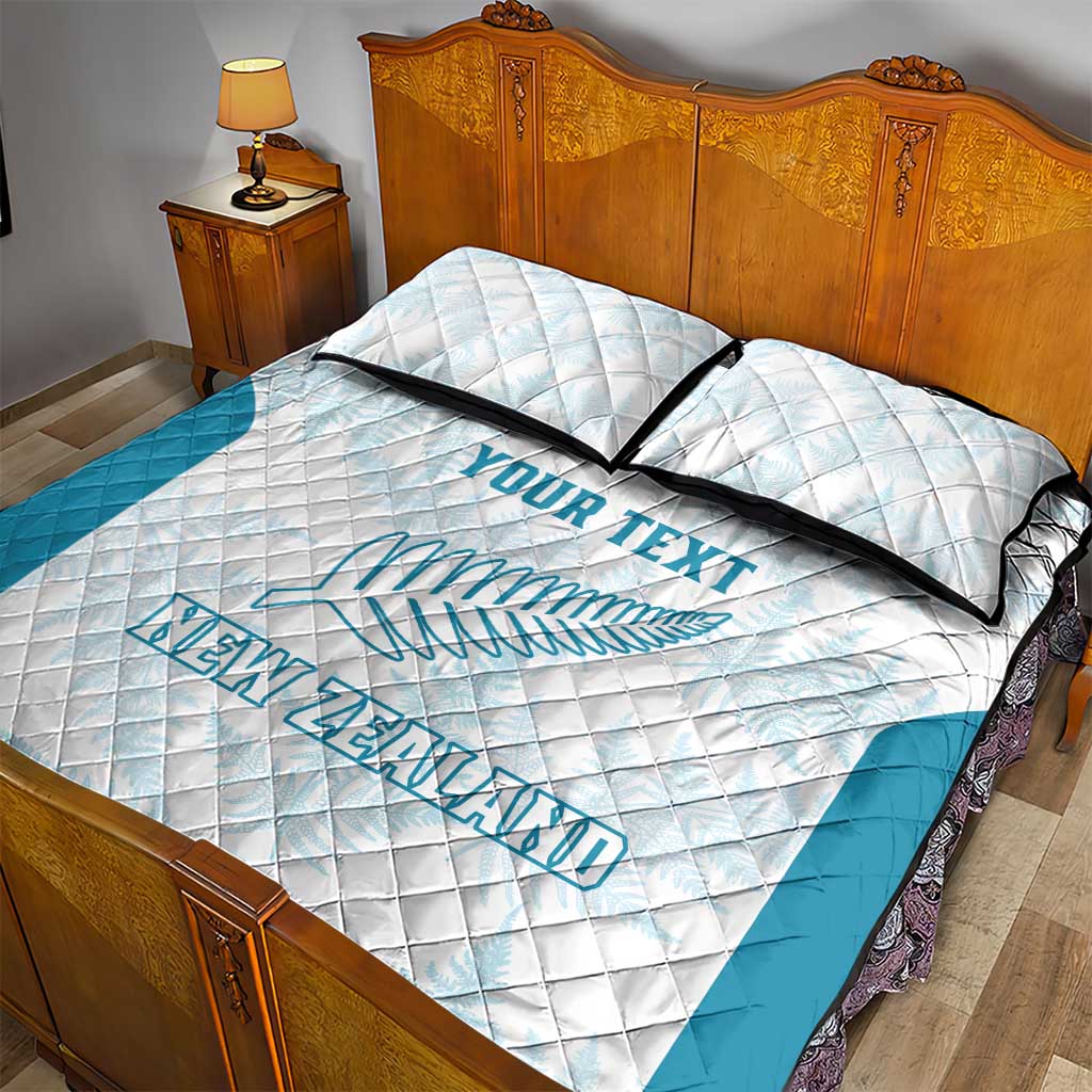 Custom New Zealand Silver Fern Football Quilt Bed Set Come On All White