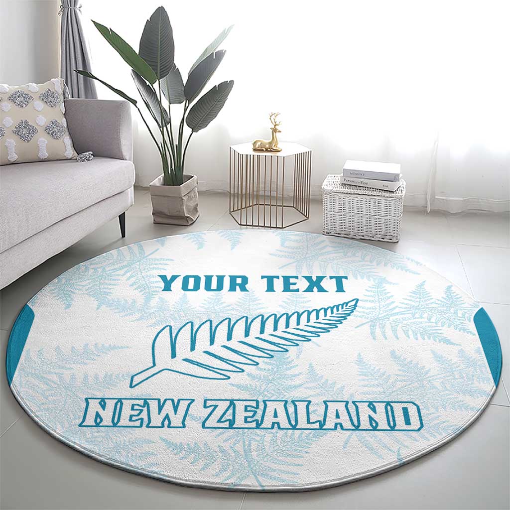 Custom New Zealand Silver Fern Football Round Carpet Come On All White